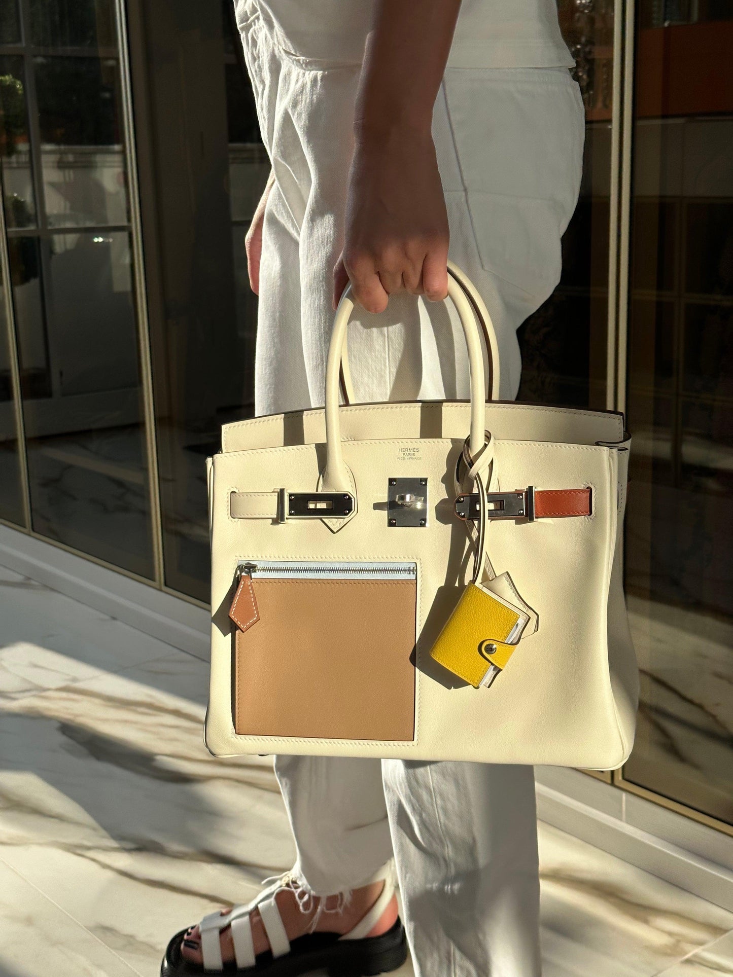 HermesBirkin 30 Colormatic Nata, Chai and Cuivre Swift Palladium Hardware