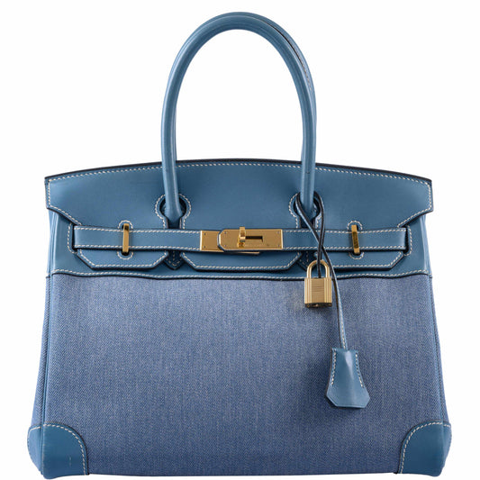 HermesBirkin 30 Denim & Blue Jean Gulliver Leather Gold Hardware - 1999, C Square