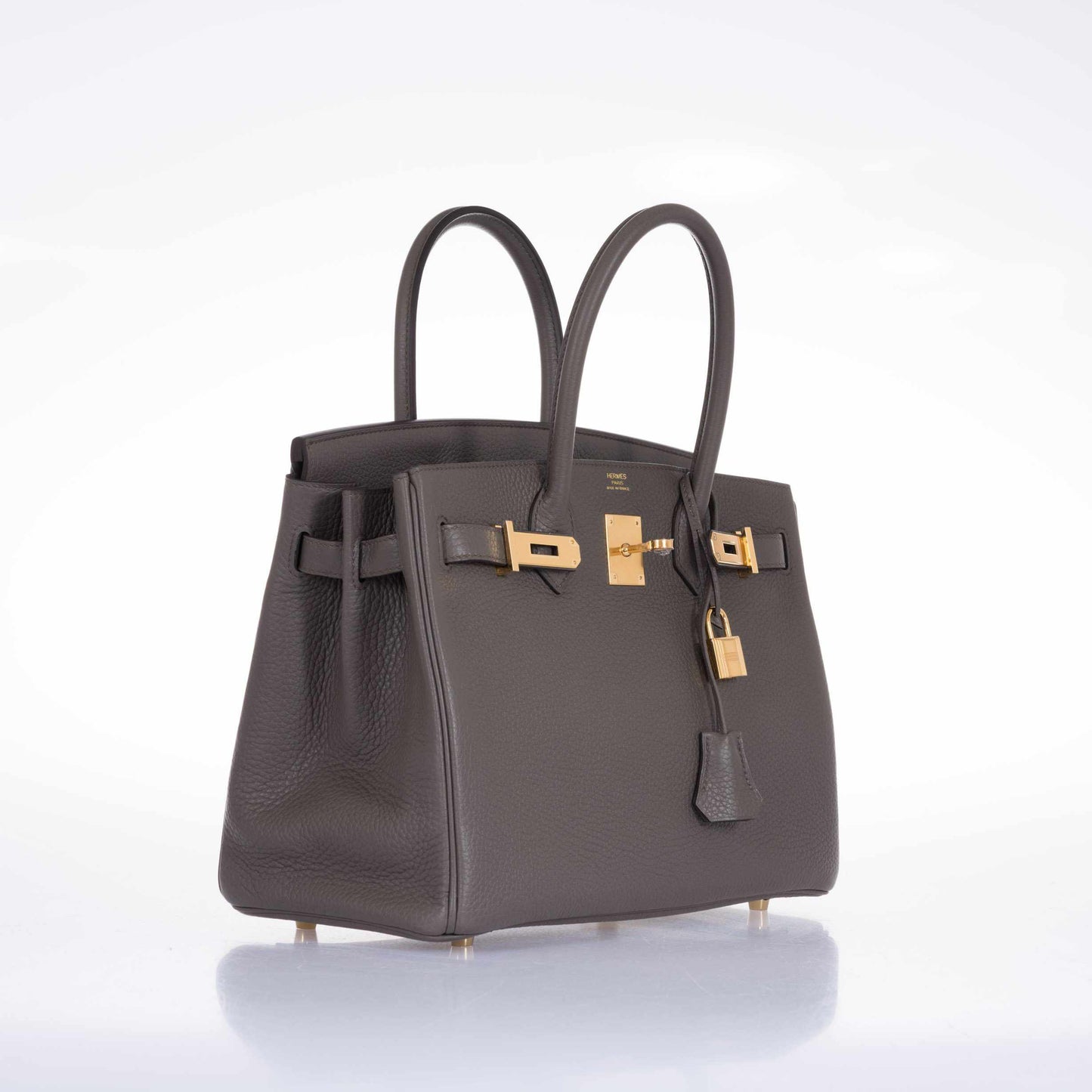 HermesBirkin 30 Etain Tin Grey Clemence Gold Hardware