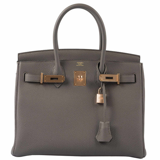 HermesBirkin 30 Etain Tin Grey Togo Rose Gold Hardware
