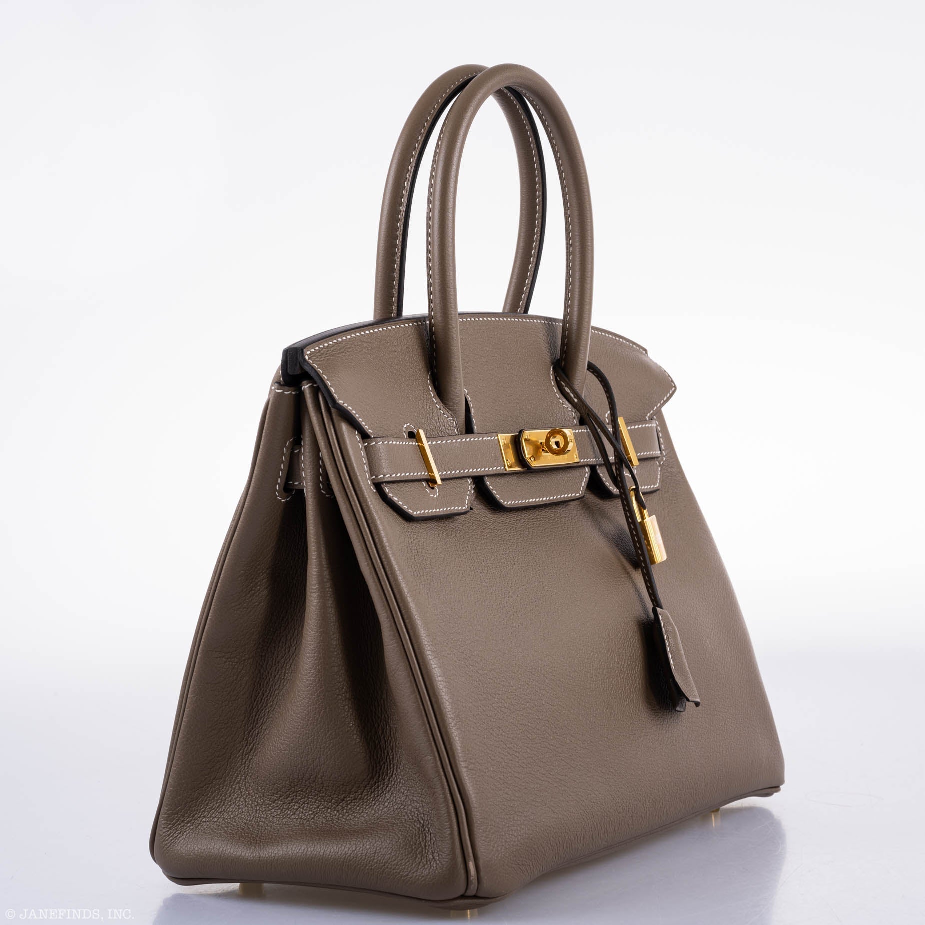 HermesBirkin 30 Etoupe Navillo leather Gold Hardware