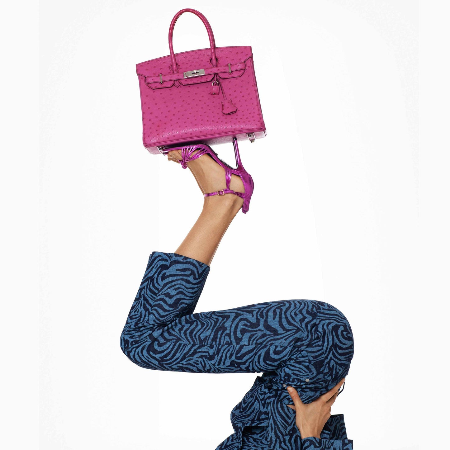 HermesBirkin 30 Fuchsia Ostrich Palladium Hardware