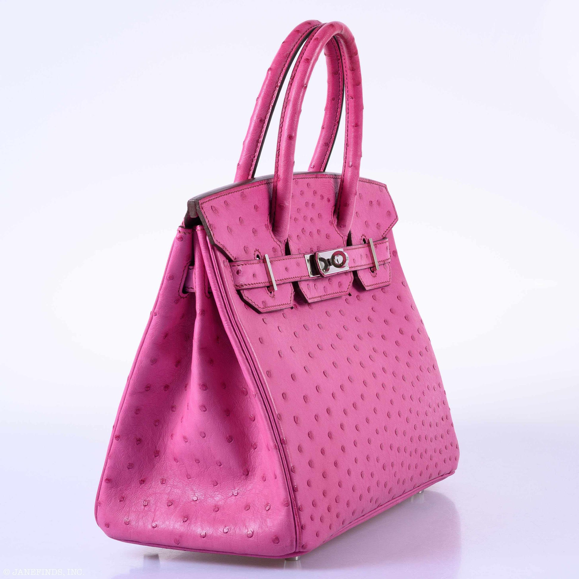 HermesBirkin 30 Fuchsia Ostrich Palladium Hardware