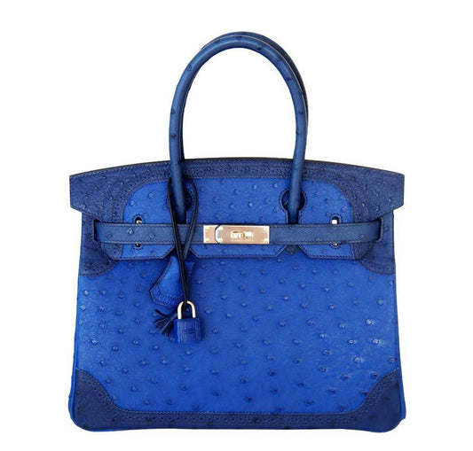 HermesBirkin 30 Ghillies Bag Tri-Color Blue - Limited Edition