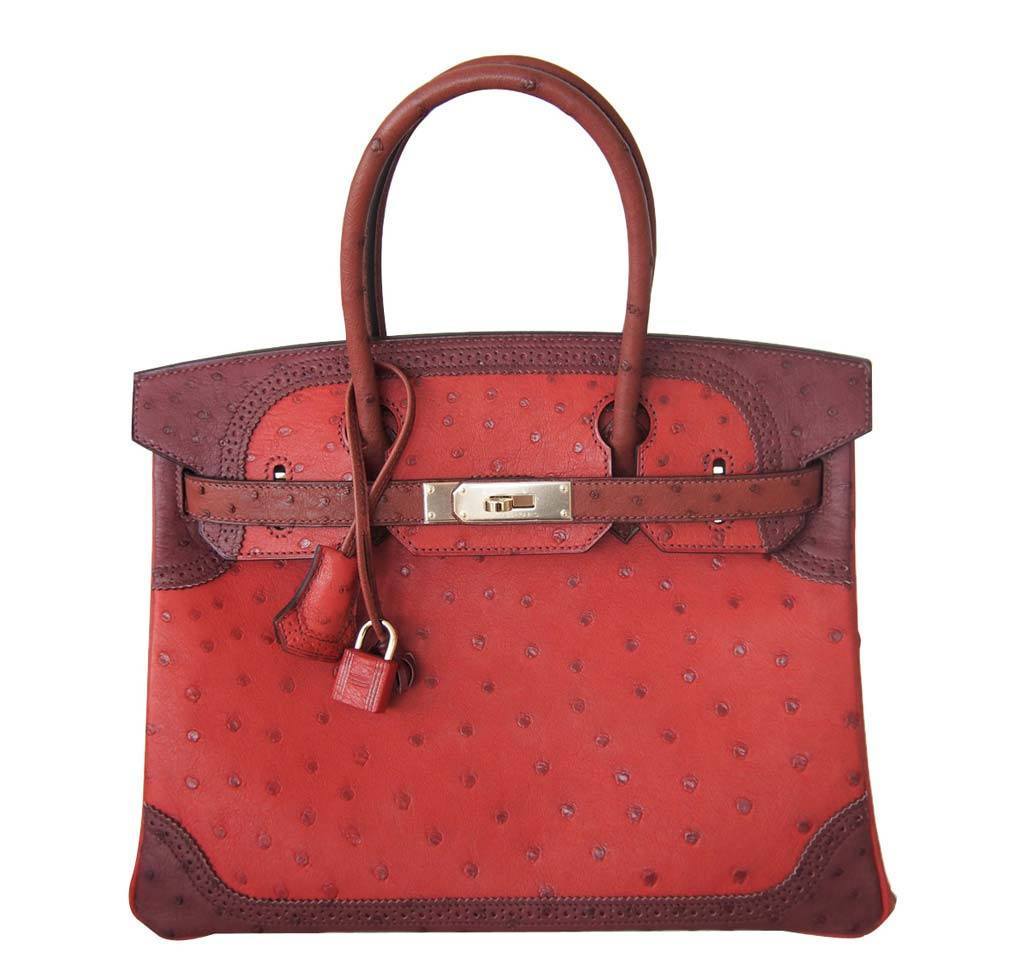 HermesBirkin 30 Ghillies Bag Tri-Color Red - Limited Edition