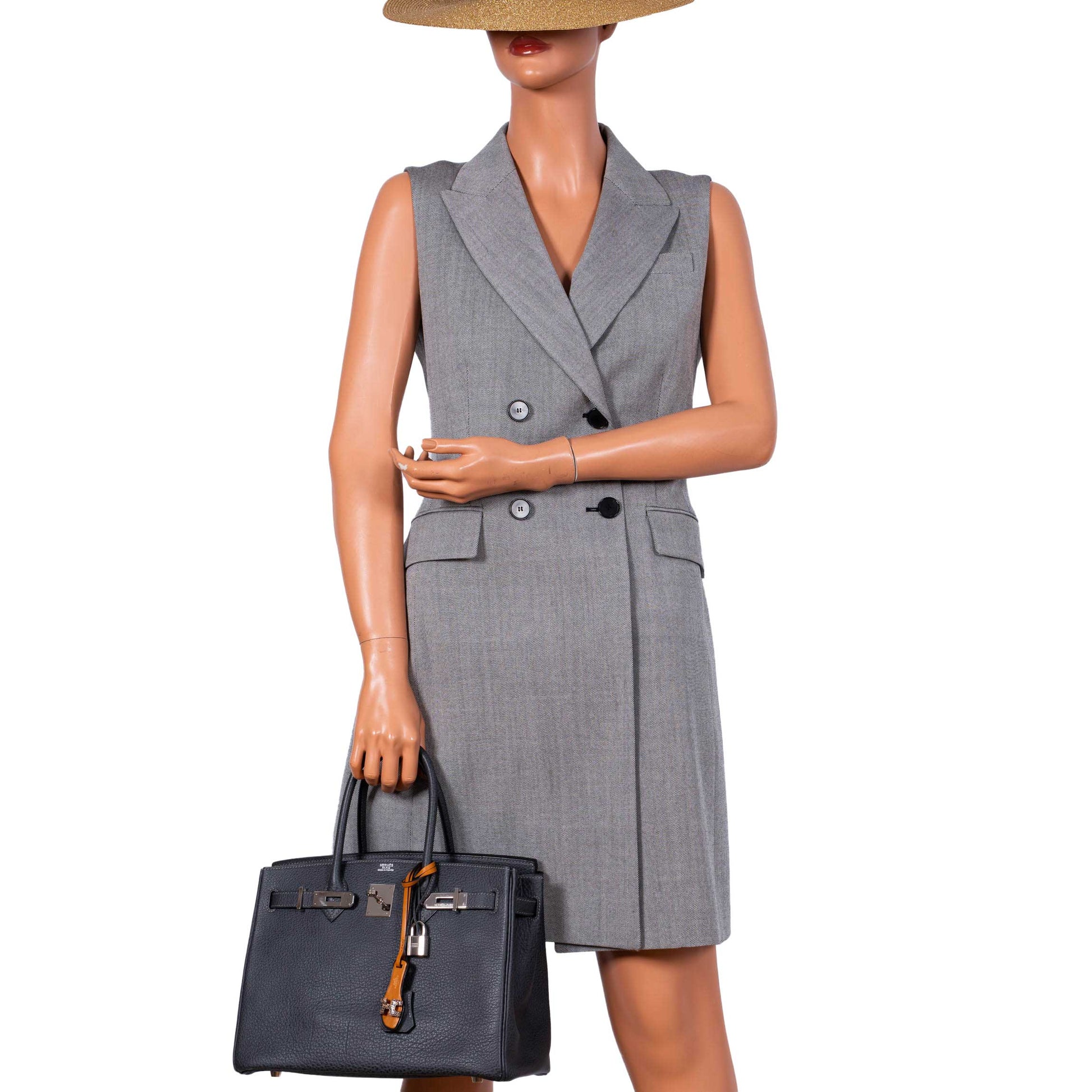 HermesBirkin 30 Graphite Buffalo with Palladium Hardware - 2005, I Square