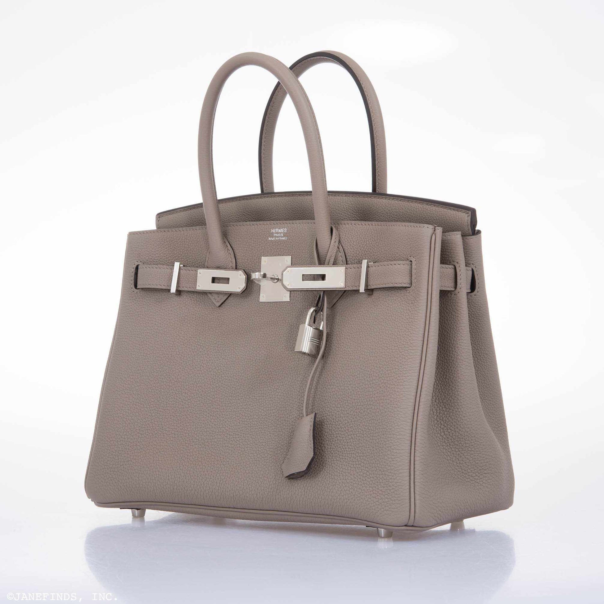 HermesBirkin 30 Gris Asphalte Togo Palladium Hardware