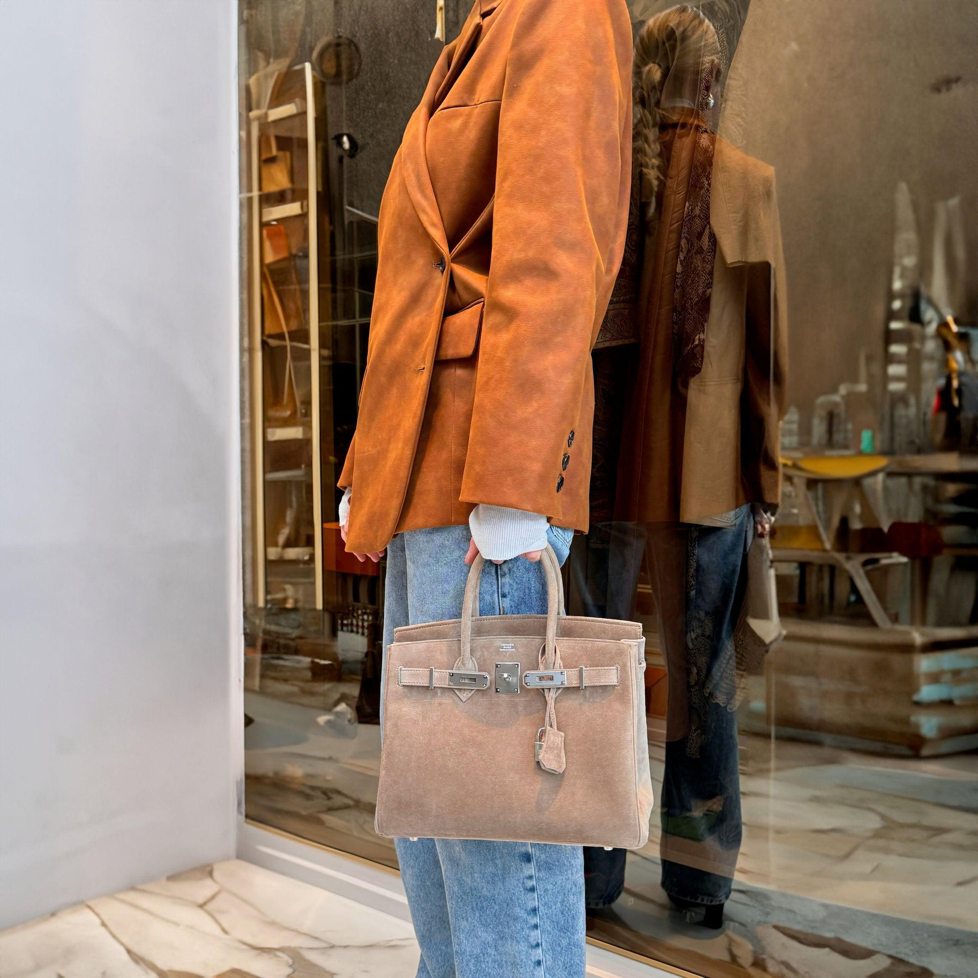 HermesBirkin 30 Gris Perle Doblis Palladium Hardware