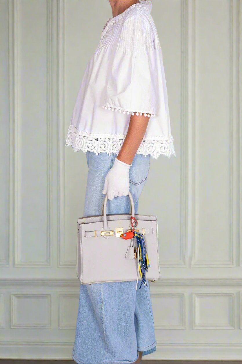 HermesBirkin 30 Gris Perle Togo Gold Hardware