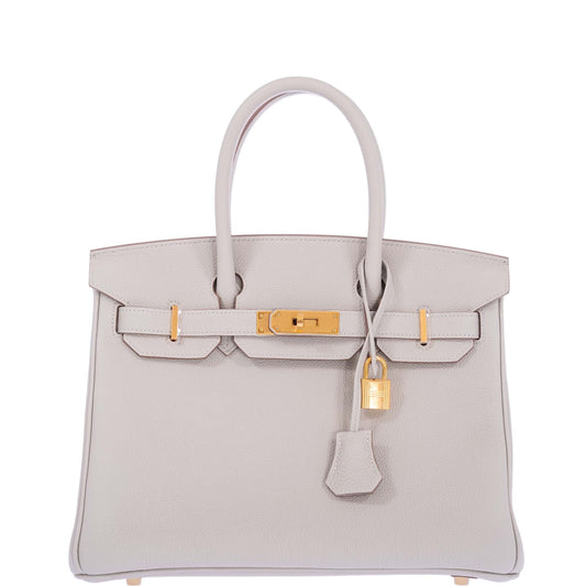 HermesBirkin 30 Gris Perle Togo Gold Hardware