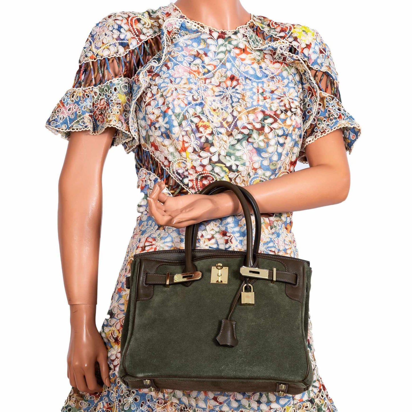 HermesBirkin 30 Grizzly Vert de Gris Suede & Veau Swift Permabrass Hardware - Special Edition