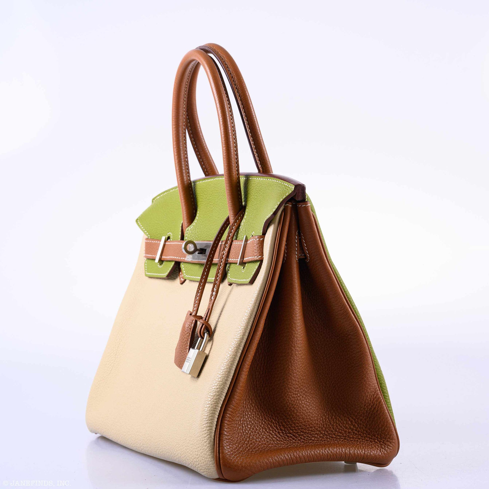 HermesBirkin 30 HSS Gold, Vert Anis & Argile Togo Brushed Palladium Hardware