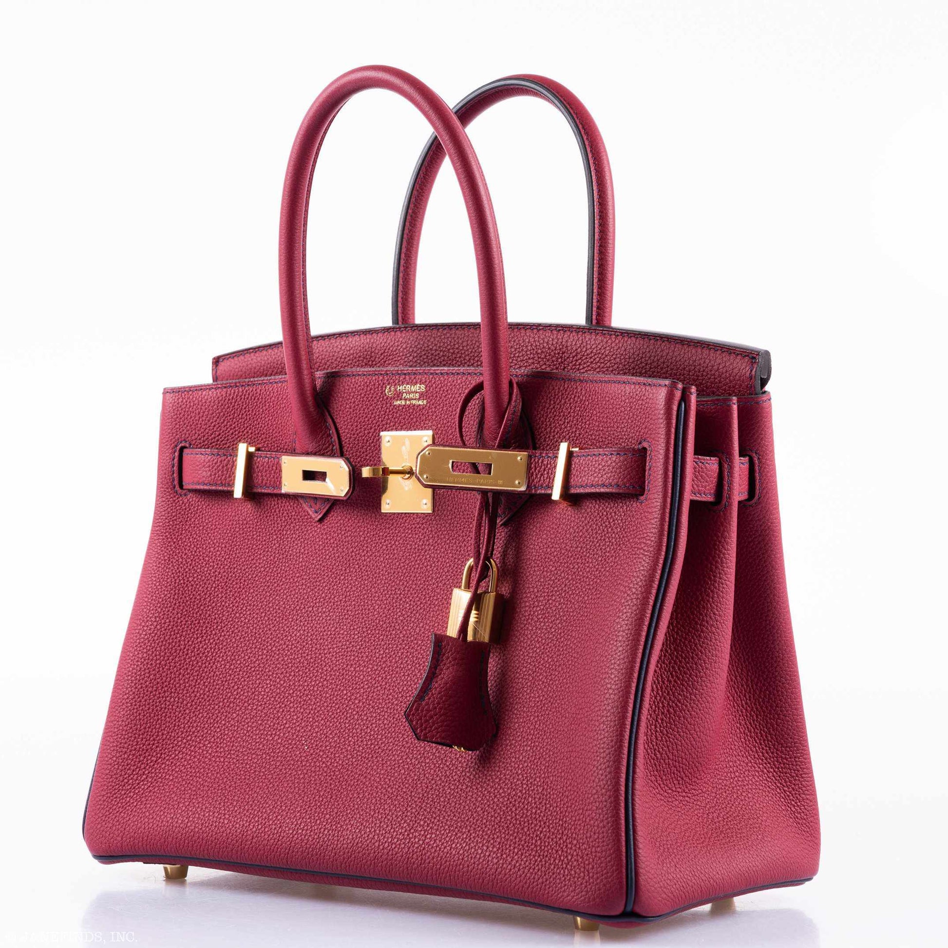 HermesBirkin 30 HSS Rouge Grenat And Blue Nuit Togo Gold Hardware