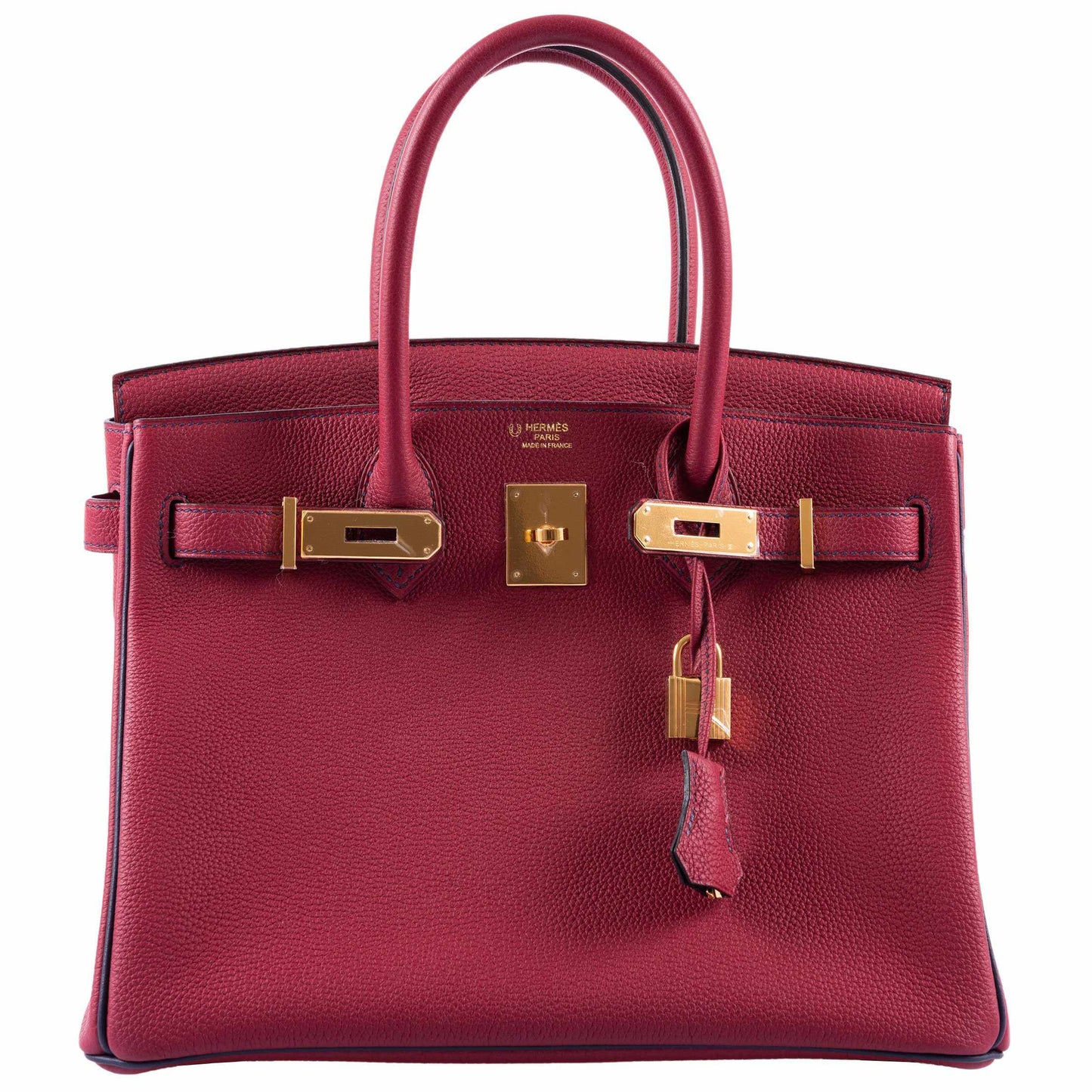 HermesBirkin 30 HSS Rouge Grenat And Blue Nuit Togo Gold Hardware