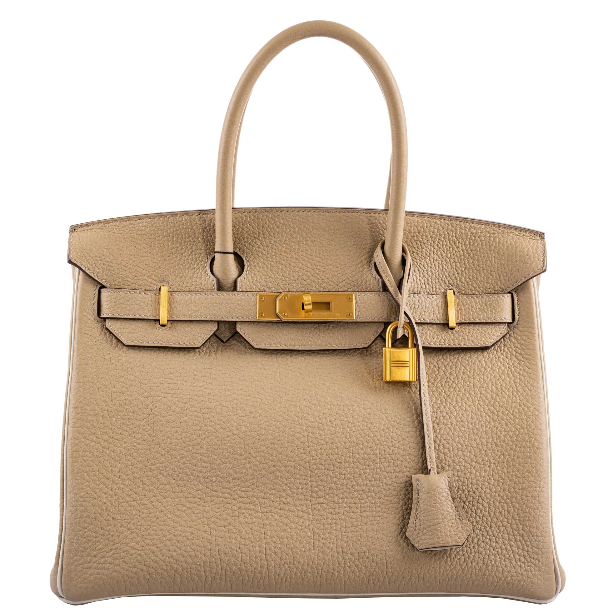 HermesBirkin 30 HSS Trench & Craie Piping Togo Brushed Gold Hardware - 2016, X