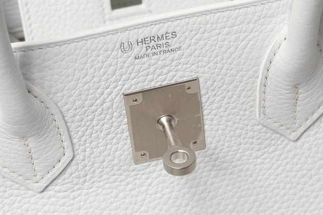 HermesBirkin 30 HSS White Clemence Brushed Palladium Hardware - 2019, D