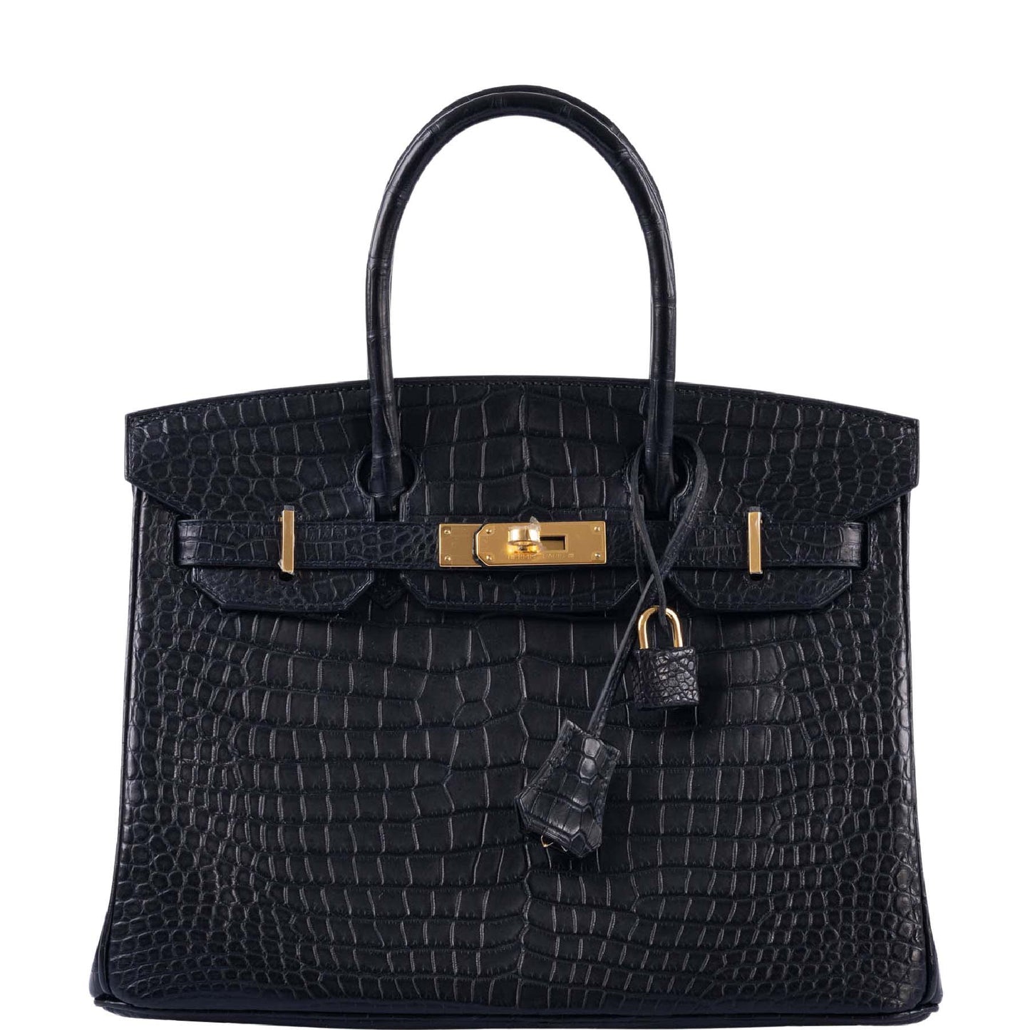 HermesBirkin 30 Matte Black Porosus Crocodile Gold Hardware