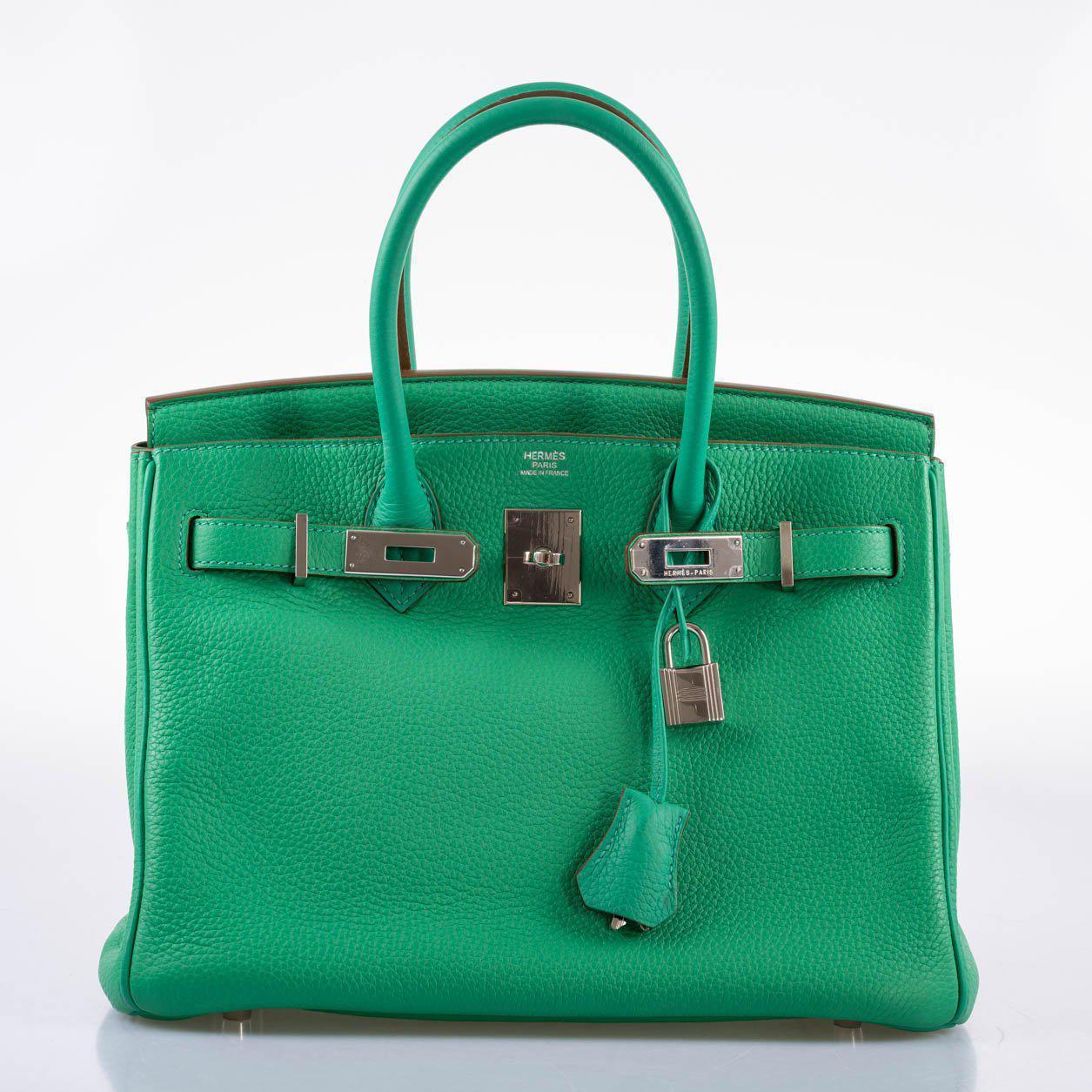HermesBirkin 30 Menthe Clemence with Palladium Hardware - 2012, P Square