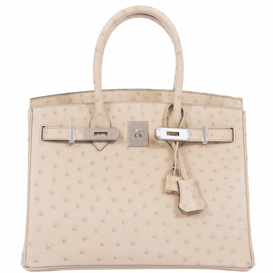 HermesBirkin 30 Parchemin Ostrich Palladium Hardware