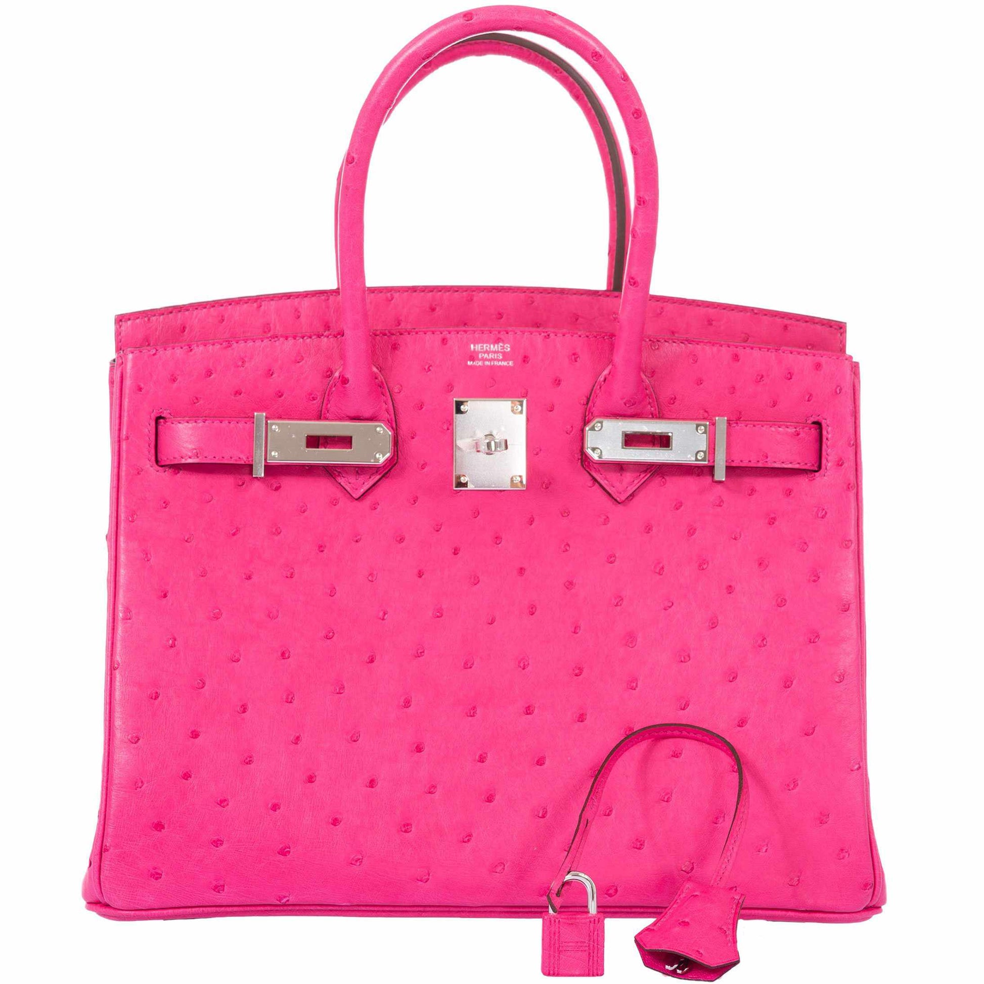 HermesBirkin 30 Rose Tyrien Ostrich Palladium Hardware