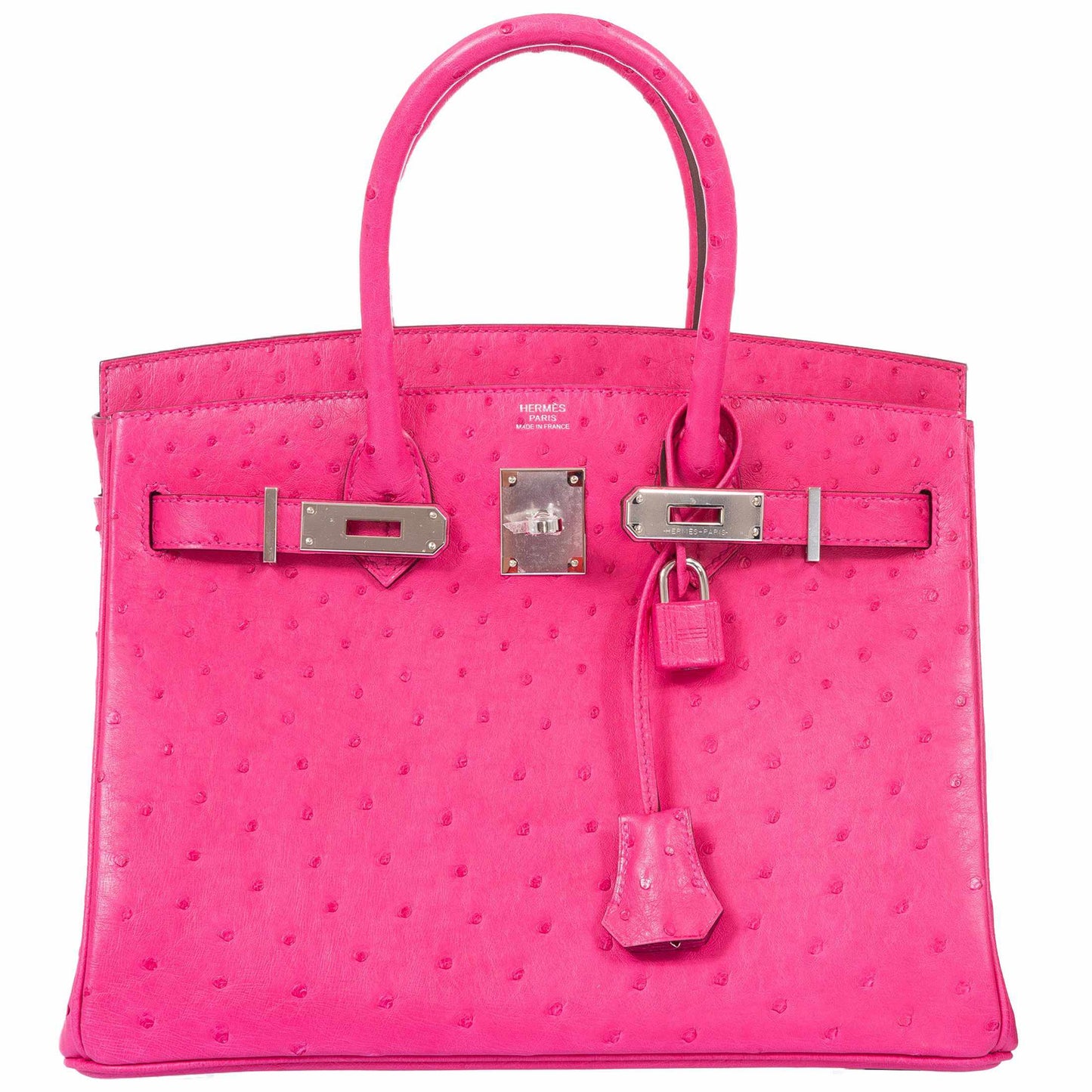 HermesBirkin 30 Rose Tyrien Ostrich Palladium Hardware