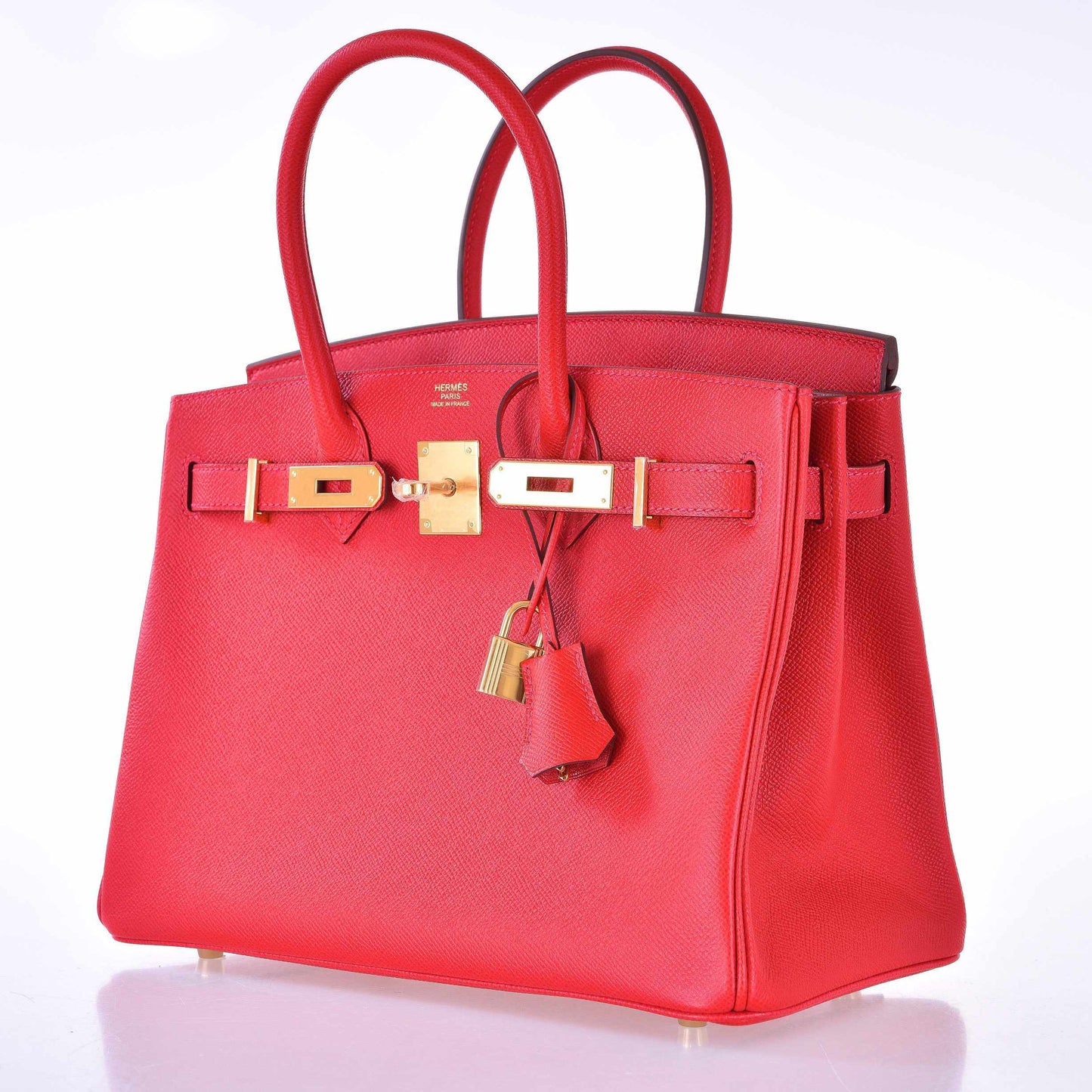 HermesBirkin 30 Rouge Casaque Epsom Gold Hardware