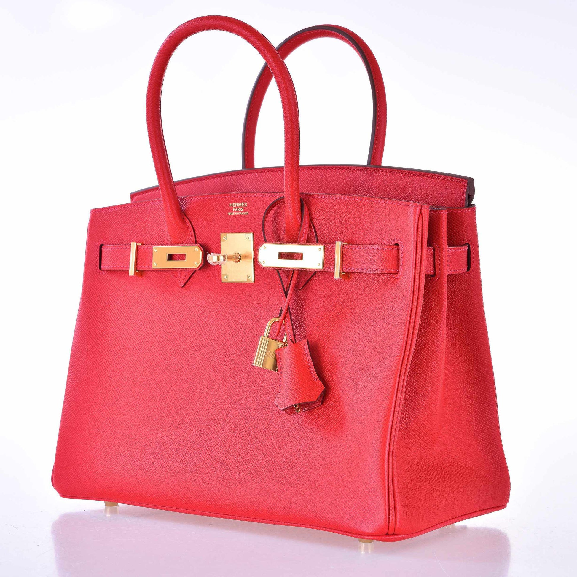 HermesBirkin 30 Rouge Casaque Epsom Gold Hardware