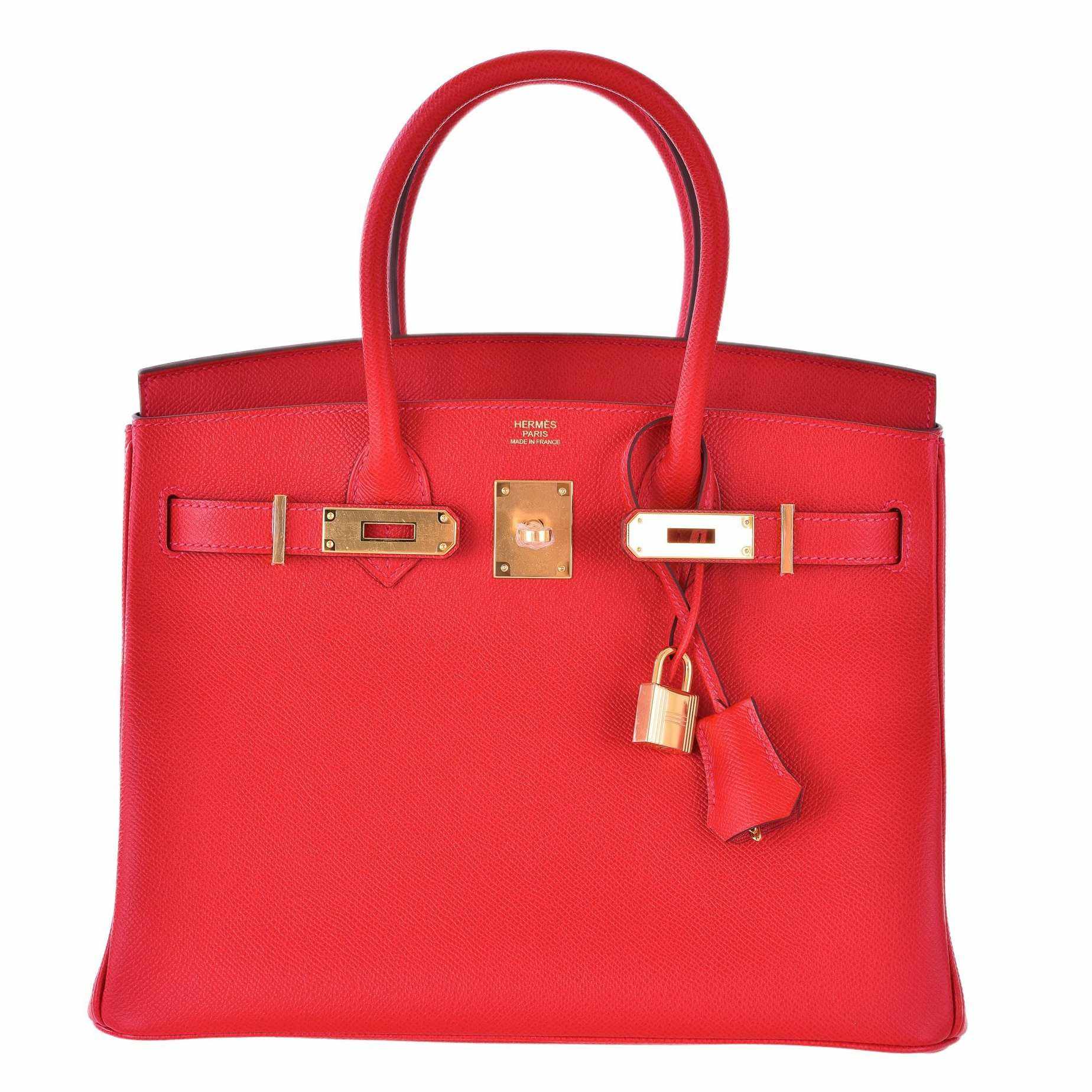 HermesBirkin 30 Rouge Casaque Epsom Gold Hardware