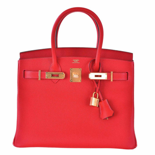 HermesBirkin 30 Rouge Casaque Epsom Gold Hardware