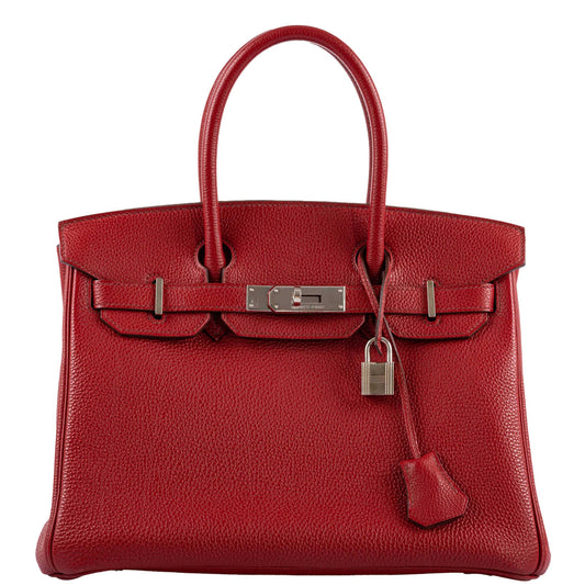 HermesBirkin 30 Rouge Garance Togo with Palladium Hardware - 2007, K Square