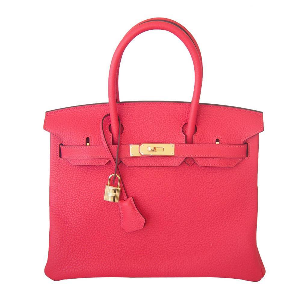 HermesBirkin 30 Rouge Pivoine Clemence Bag