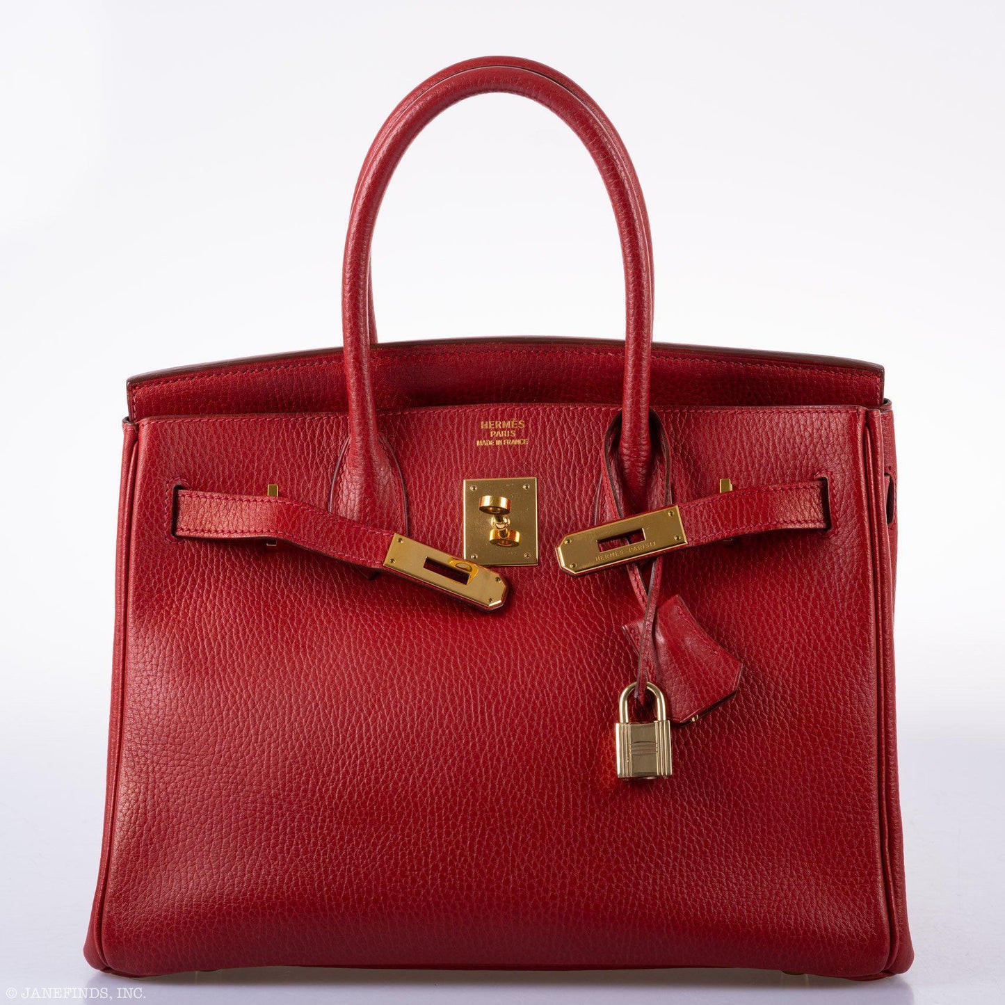 HermesBirkin 30 Rouge Vif Ardennes Gold Hardware - Square E