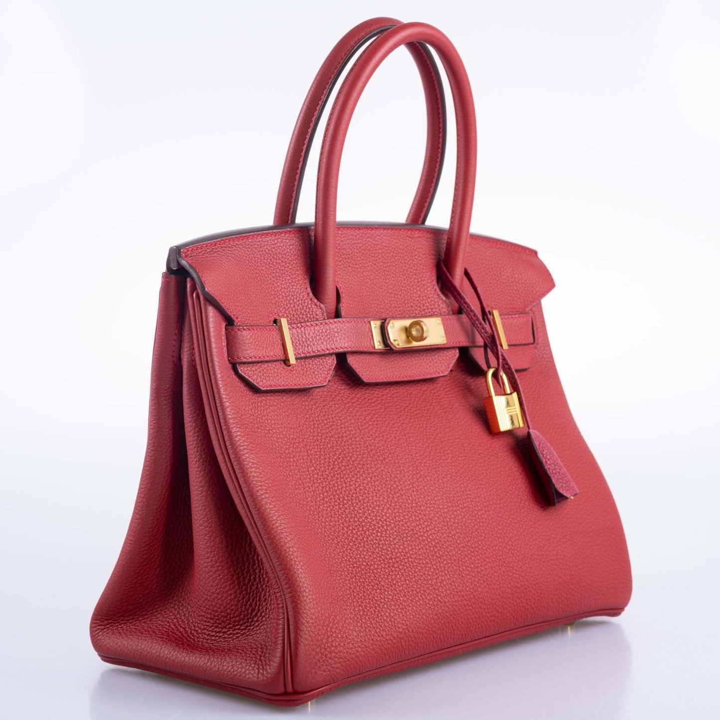 HermesBirkin 30 Rouge Vif Togo with Gold Hardware