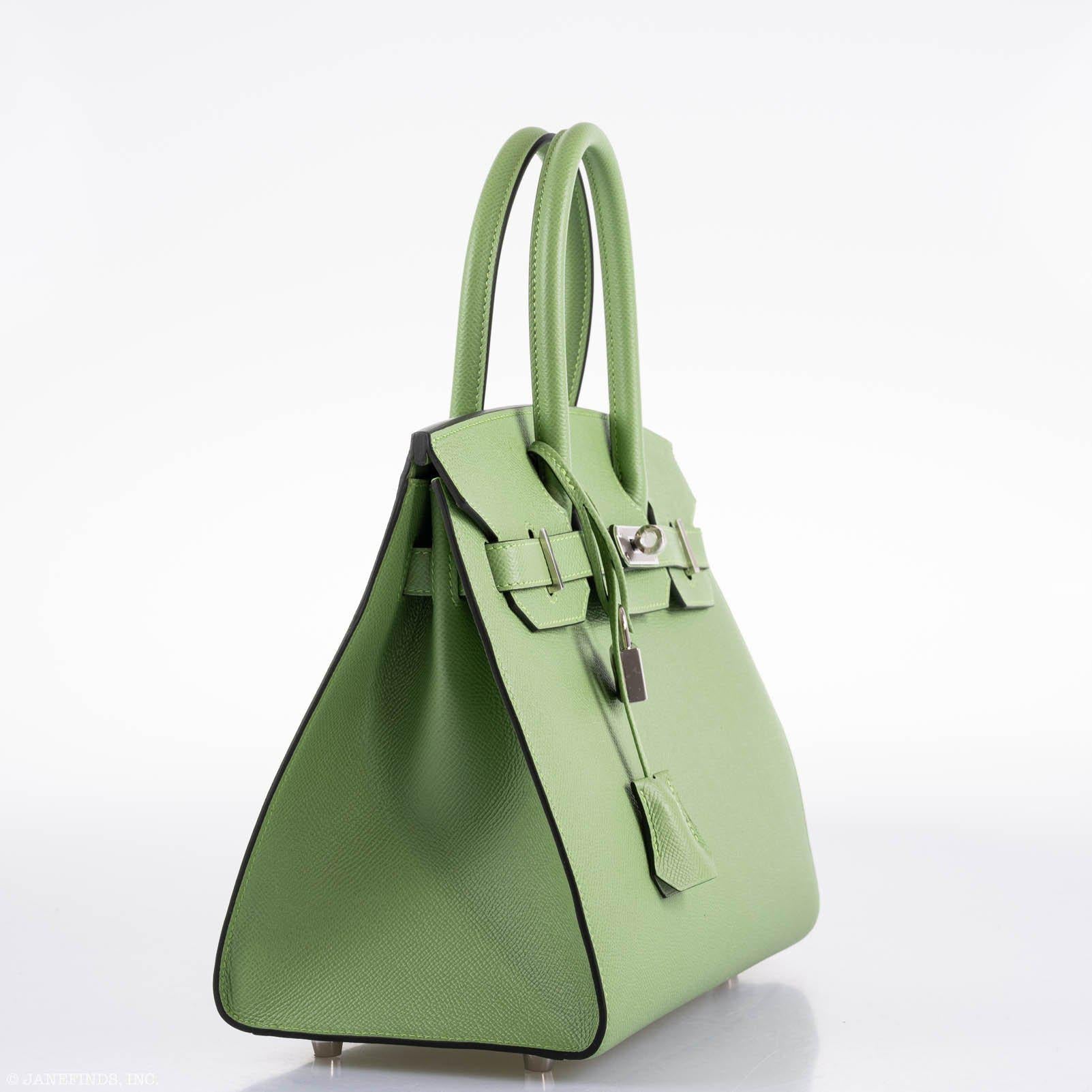 HermesBirkin 30 Sellier Vert Criquet Madame Grain Palladium Hardware - 2020, Y