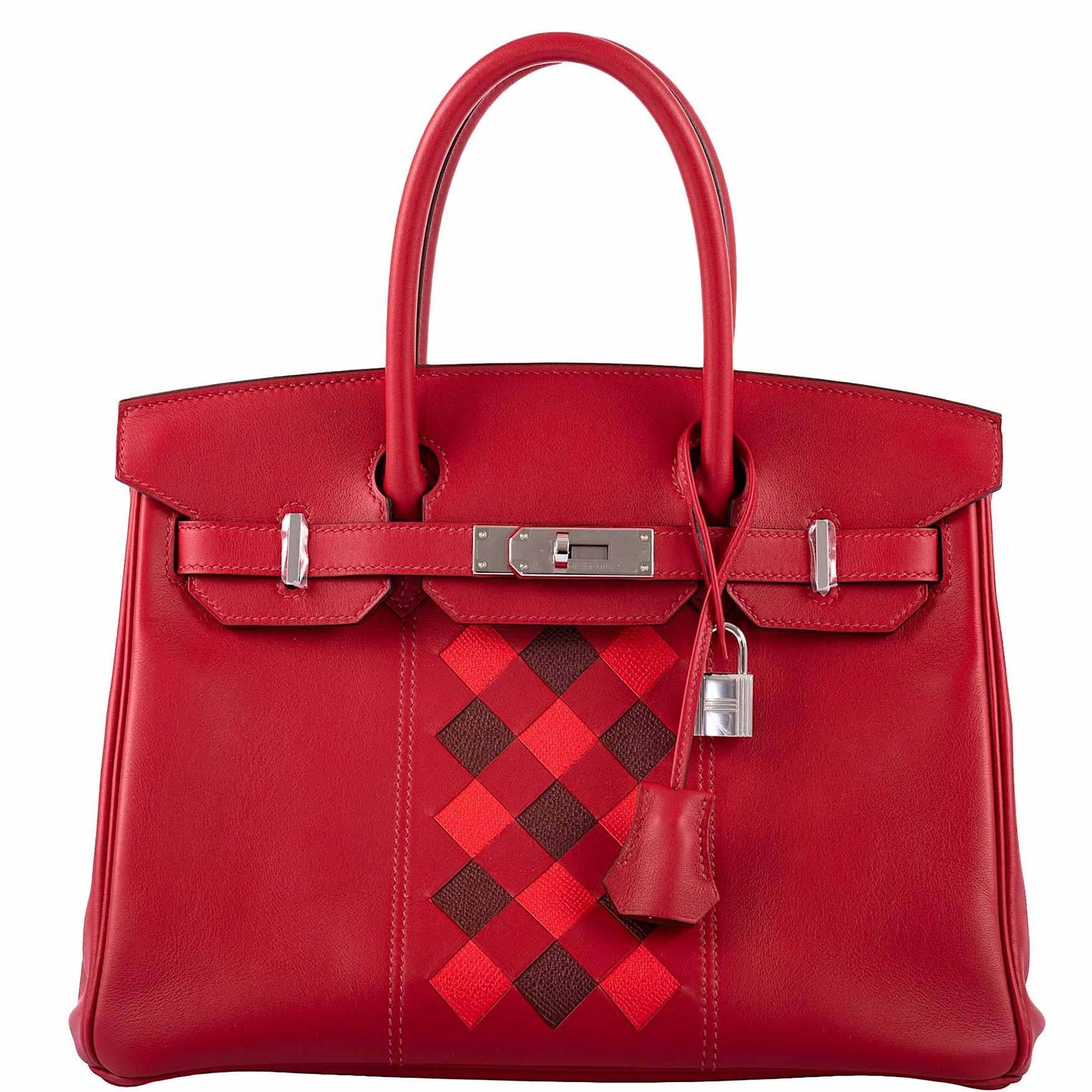 HermesBirkin 30 Tressage Rouge de Coeur Rouge H Swift & Epsom Palladium Hardware