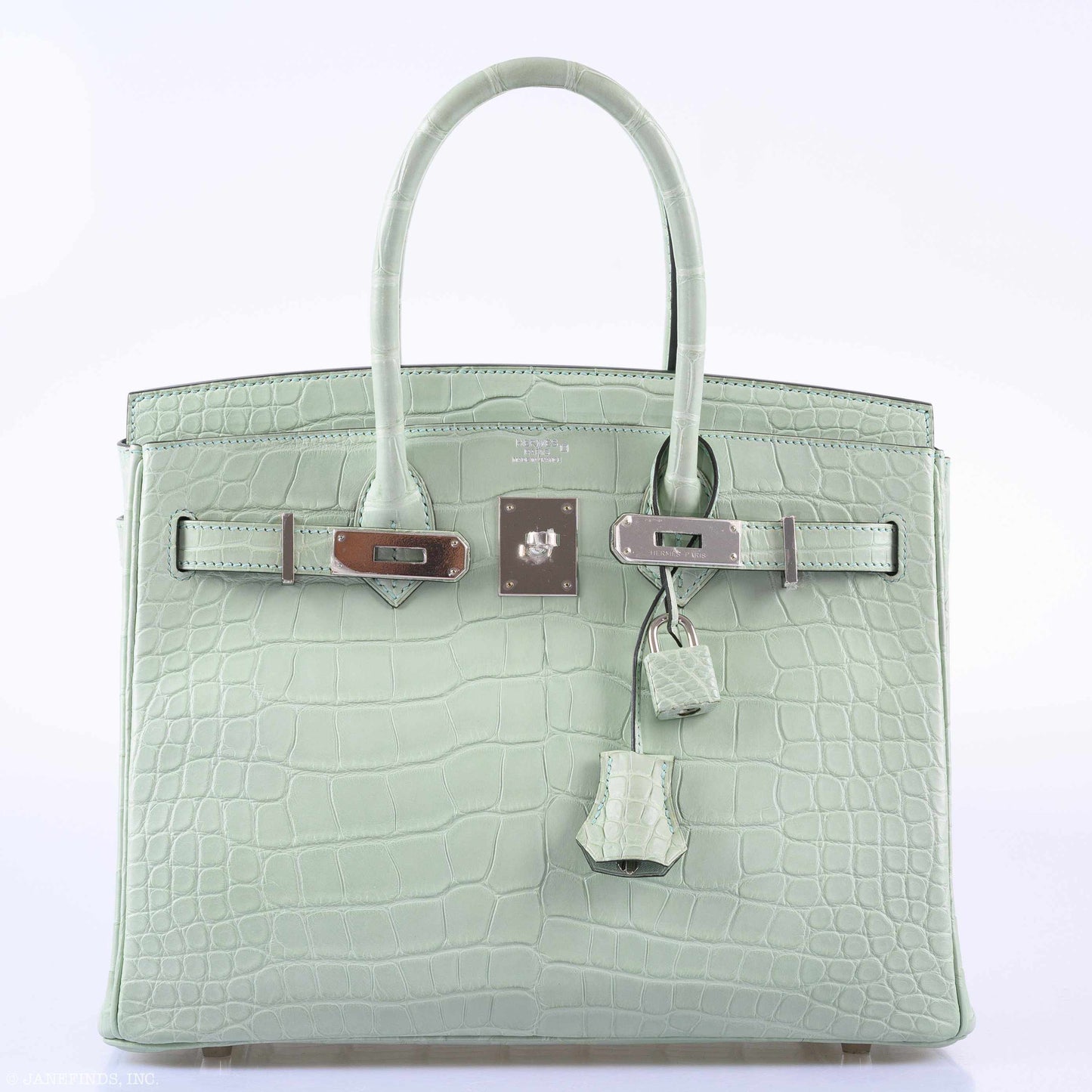HermesBirkin 30 Vert D'Eau Matte Alligator Palladium Hardware