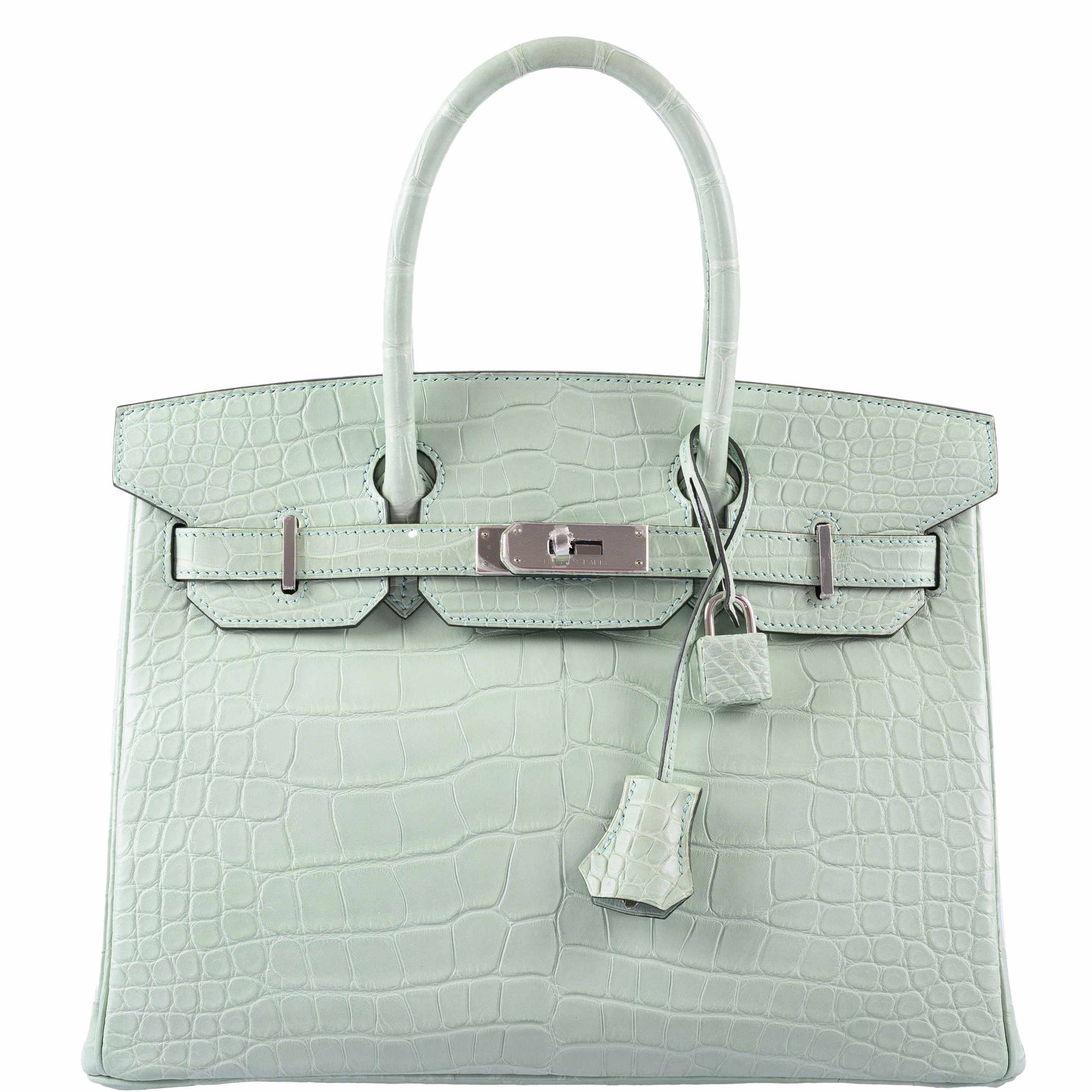 HermesBirkin 30 Vert D'Eau Matte Alligator Palladium Hardware
