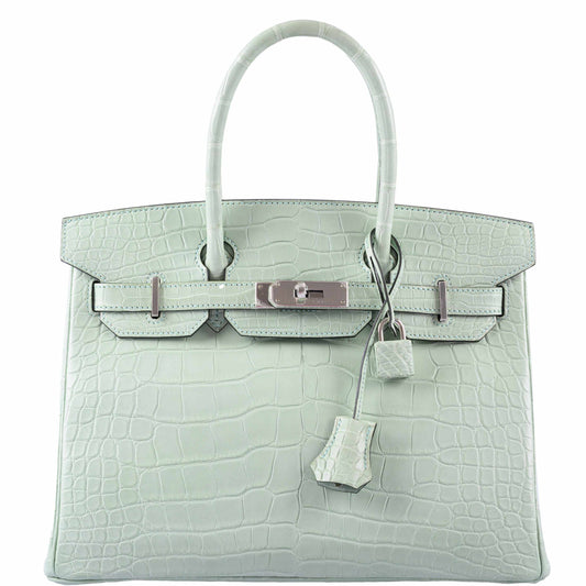 HermesBirkin 30 Vert D'Eau Matte Alligator Palladium Hardware