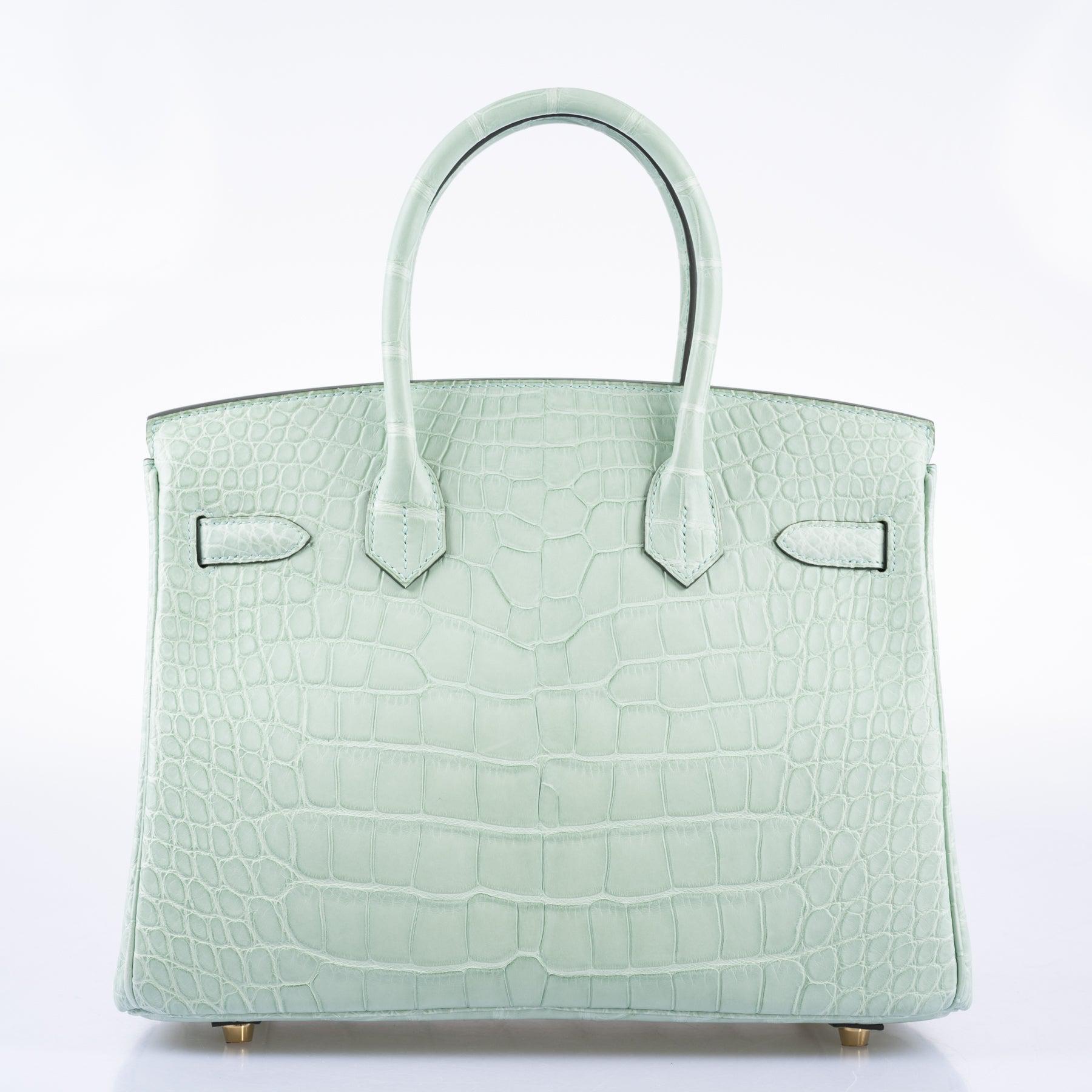 HermesBirkin 30 Vert D’eau Matte Alligator with Gold Hardware