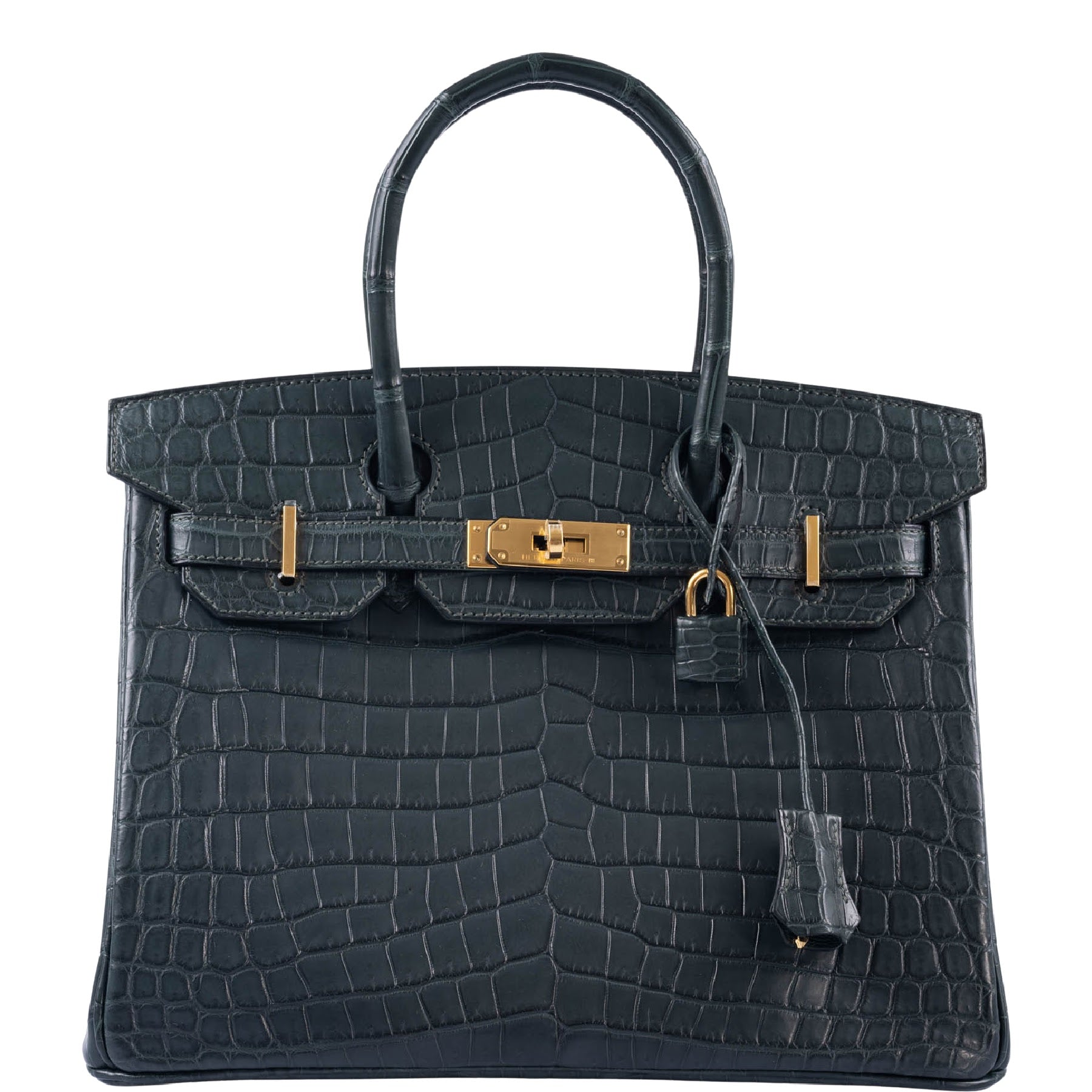 HermesBirkin 30 Vert Foncé Matte Niloticus Crocodile Gold Hardware