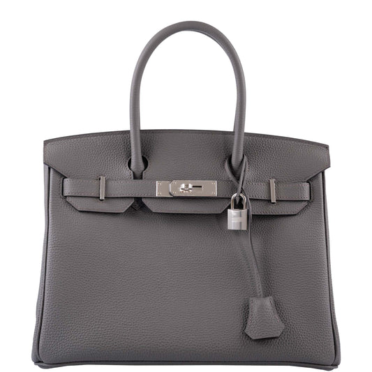 HermesBirkin 30 Vert Gris Togo with Palladium Hardware - 2020, Y