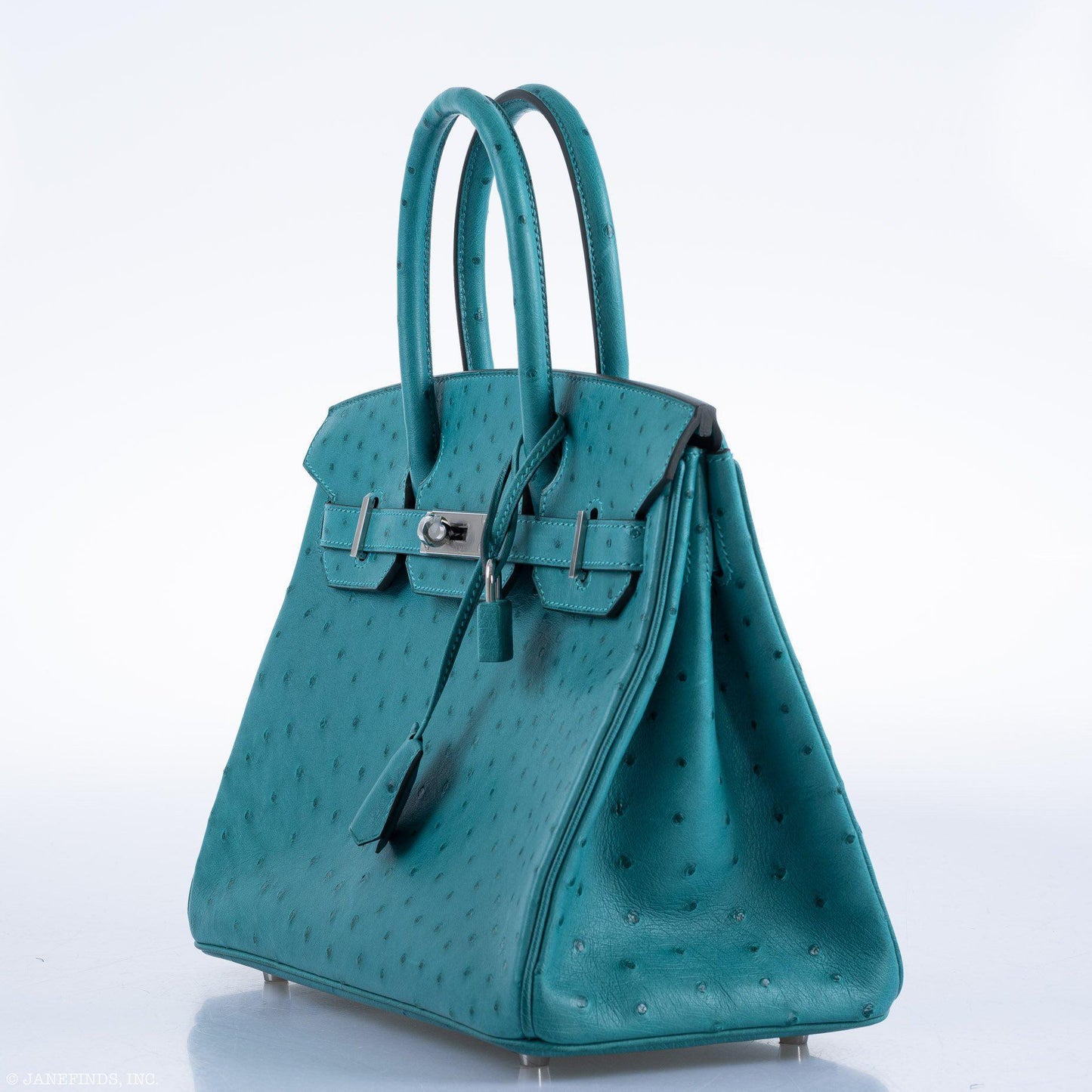 HermesBirkin 30 Vert Verone Ostrich Palladium Hardware