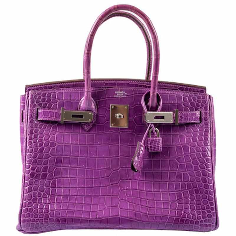 HermesBirkin 30 Violet Porosus Crocodile Palladium Hardware - PL