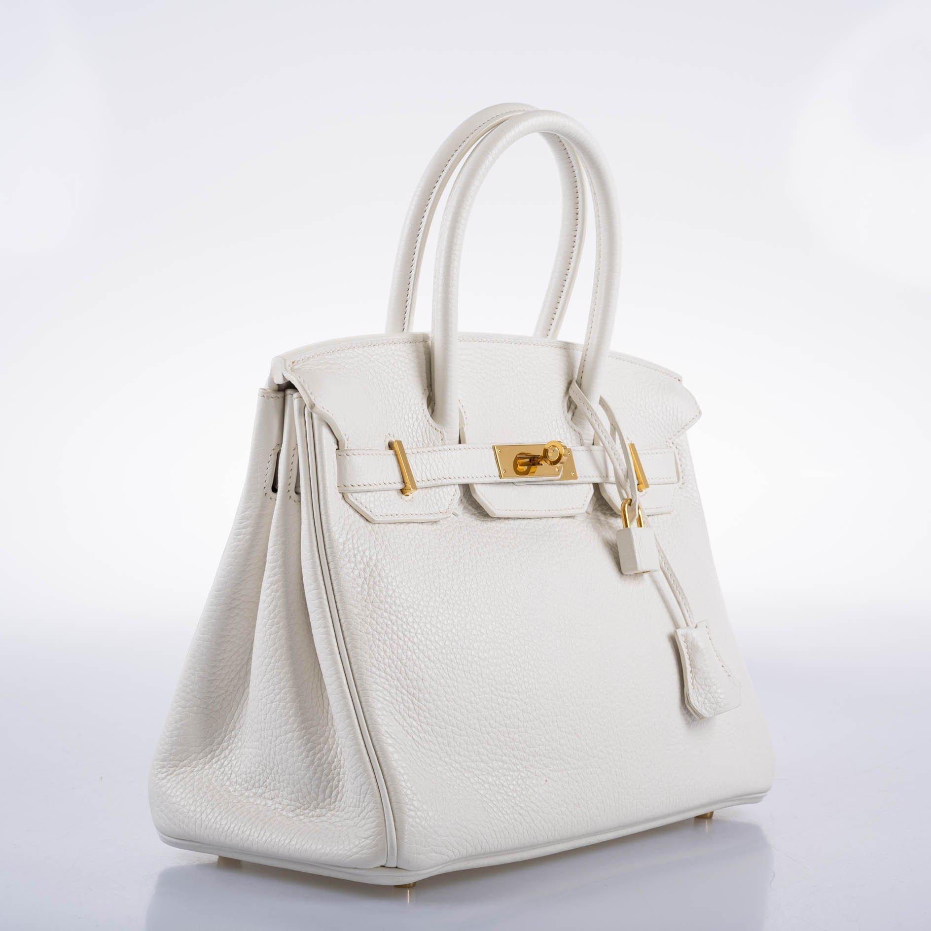 HermesBirkin 30 White Clemence with Gold Hardware - 2016, X