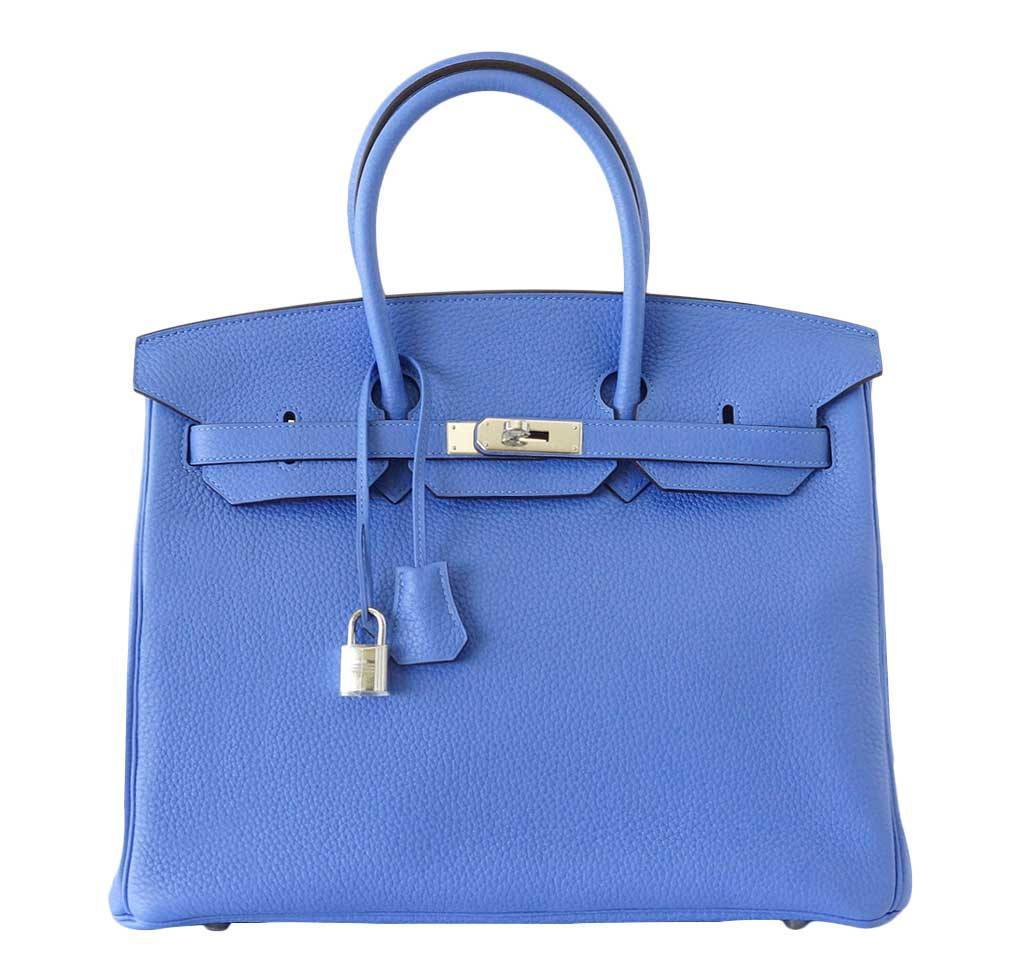 HermesBirkin 35 Bleu Paradis Clemence Bag
