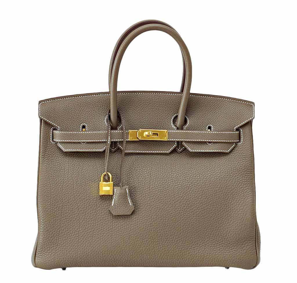 HermesEtoupe Togo Birkin 35 Bag GHW