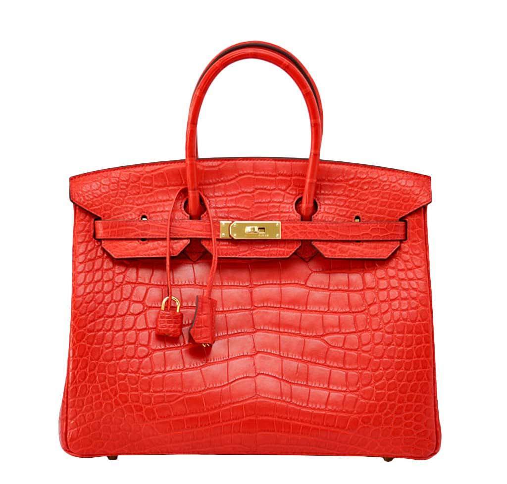 HermesBirkin 35 Geranium Alligator Bag GHW