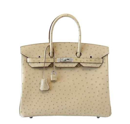 HermesBirkin 35 Ostrich Parchemin Bag PHW