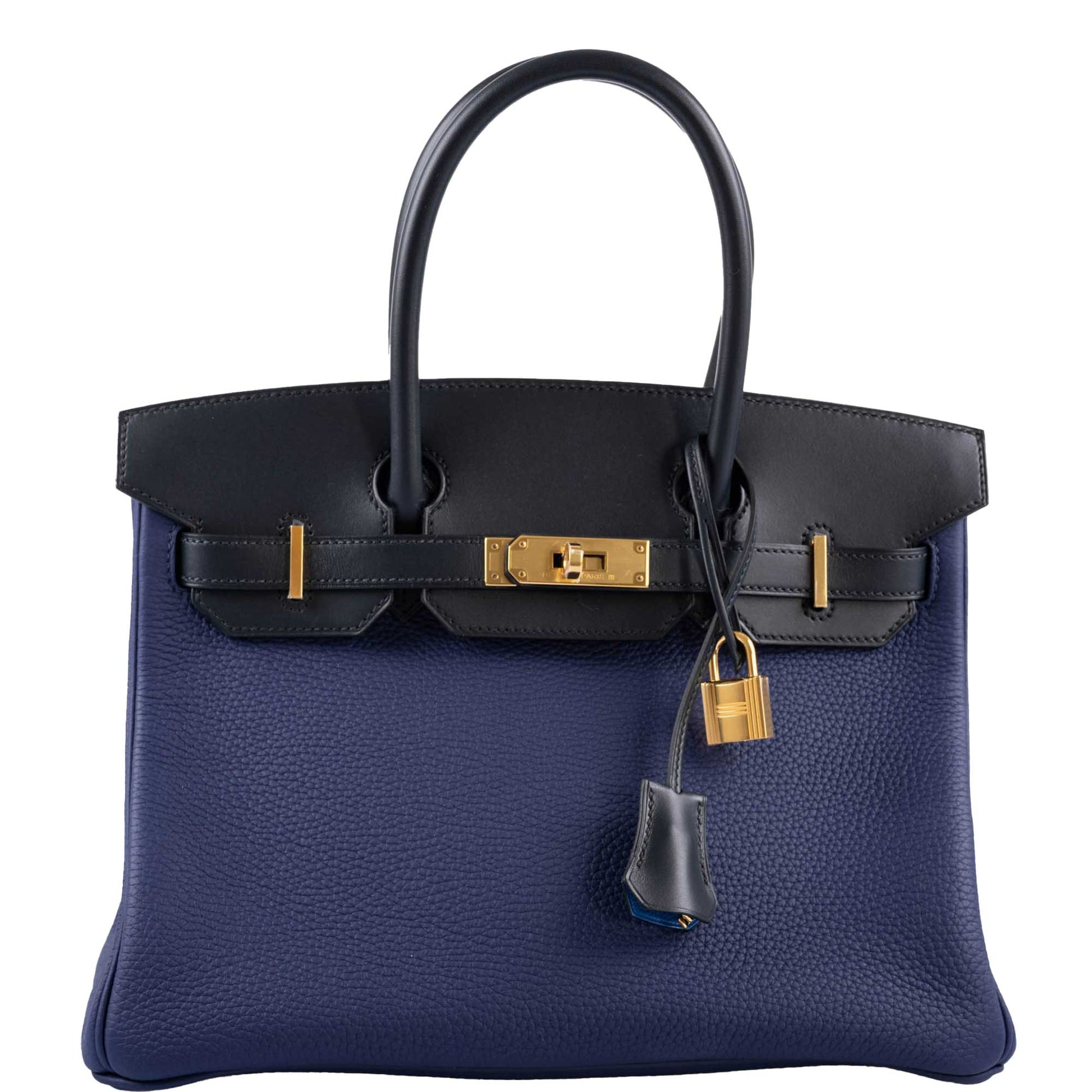 HermesBirkin Touch 30 Bleu (Blue) Encre Sombrero & Bleu Obscur Taurillon Clemence Gold Hardware - 2020, Y