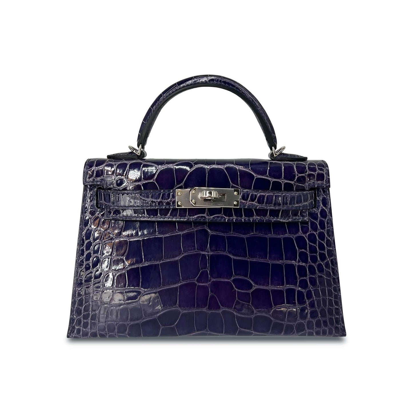   Luxury Hermes Kelly Designer Bag in Bleu Encre Lisse K20 PHW